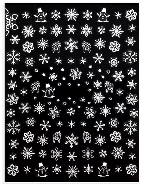 JUSTNAILS Sticker weiß Winter Schneeflocken 027