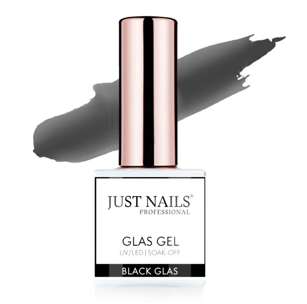 JUSTNAILS Gel Glas Polish Color - BLACK GLAS - Shellac Soak-off