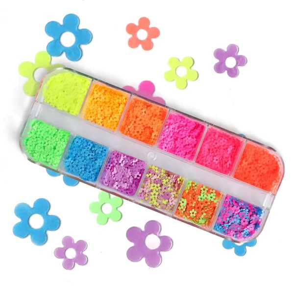 JUSTNAILS Neon Inlays colorful Flowers Box