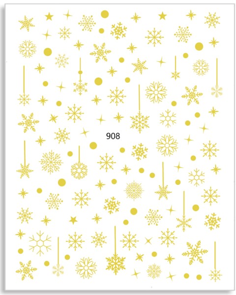 JUSTNAILS Sticker Schneeflocken Weihnachten selbstklebend gold 908