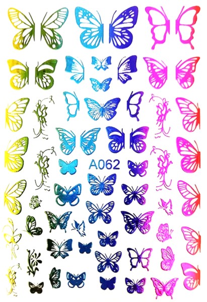 JUSTNAILS Sticker Butterfly Metallic Rainbow 062